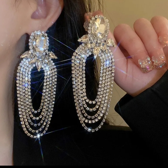 Glamorous Rhinestone Earrings - Picture 2 of 5
